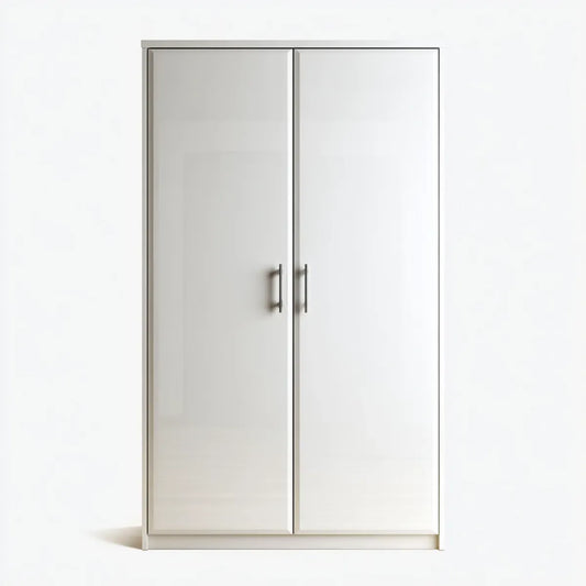 Armoire de chambre à 2 portes blanche rectangulaire en panneaux de particules mélaminés 80 x 50 x 180 cm