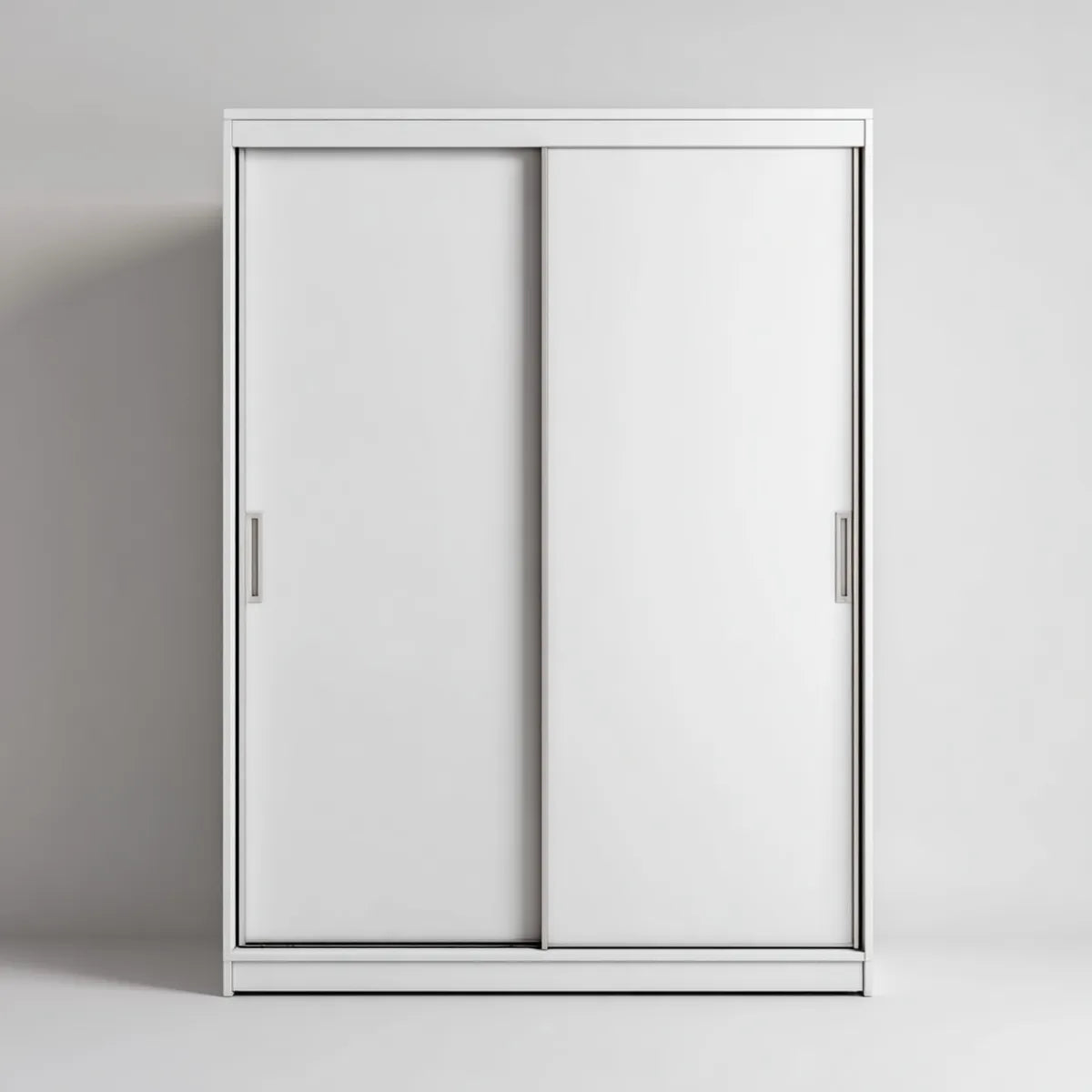 Armoire de chambre blanche à 2 portes coulissantes 120 x 60 x 200 cm en panneaux de particules mélaminés rectangulaire