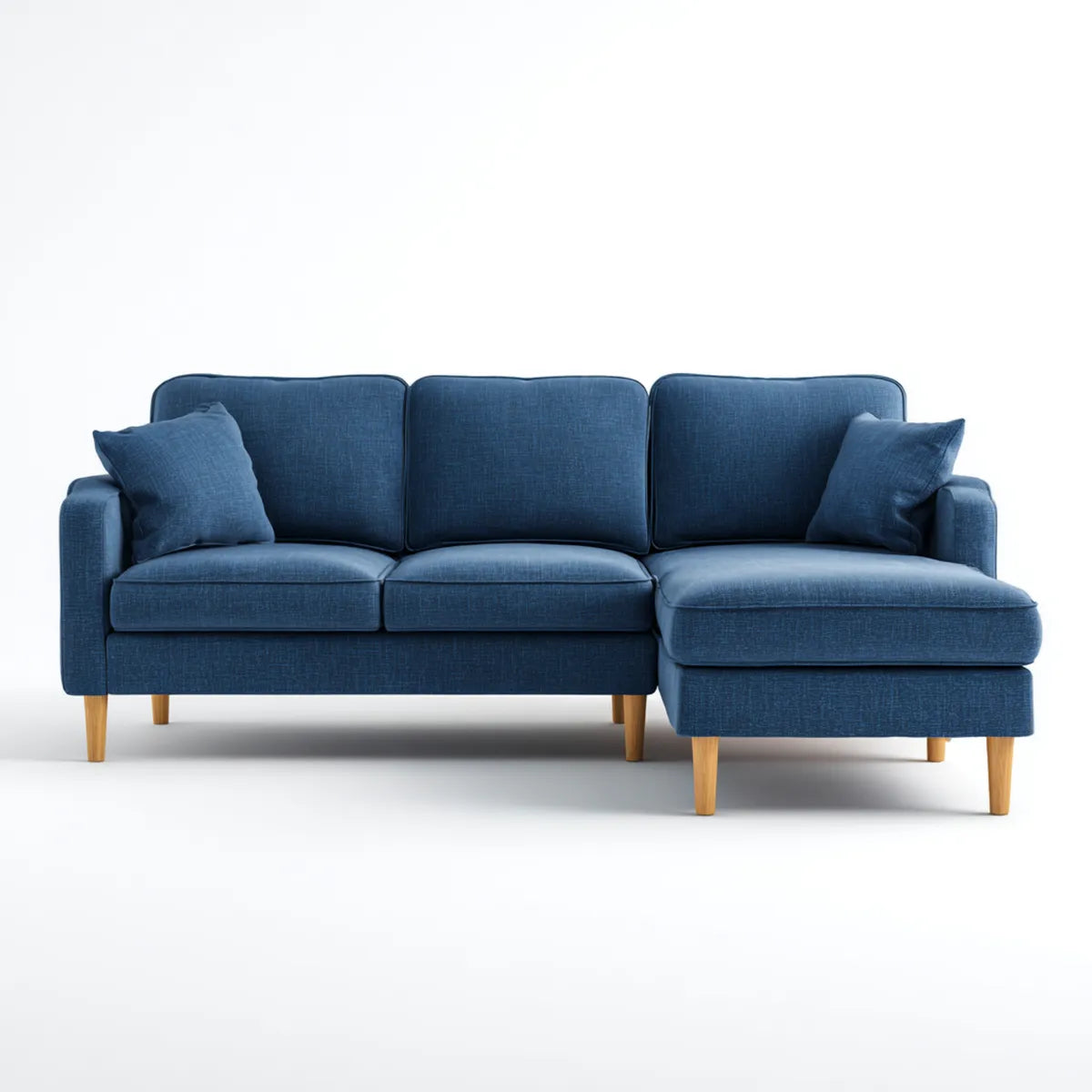Canapé d’angle droit 3 places bleu marine en polyester 250 x 155 x 85 cm