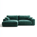 Canapé d’angle 3 places vert foncé en velours de polyester avec méridienne gauche 250 × 160 × 85 cm