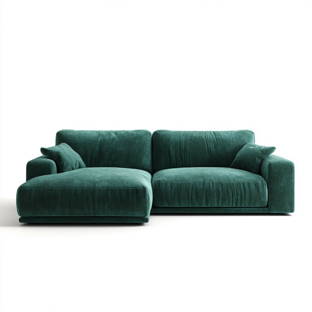 Canapé d’angle 3 places vert foncé en velours de polyester avec méridienne gauche 250 × 160 × 85 cm