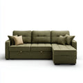 Canapé d’angle avec méridienne droite vert olive 250 x 150 x 85 cm en polyester forme L