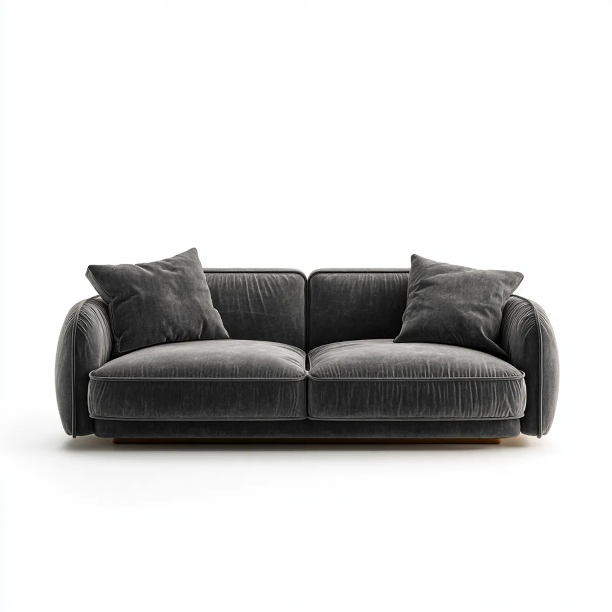 Canapé 3 places gris anthracite 220 x 95 x 85 cm en velours de polyester forme droite