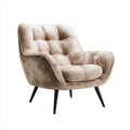 Fauteuil de salon taupe en velours de polyester 82 x 78 x 90 cm forme arrondie