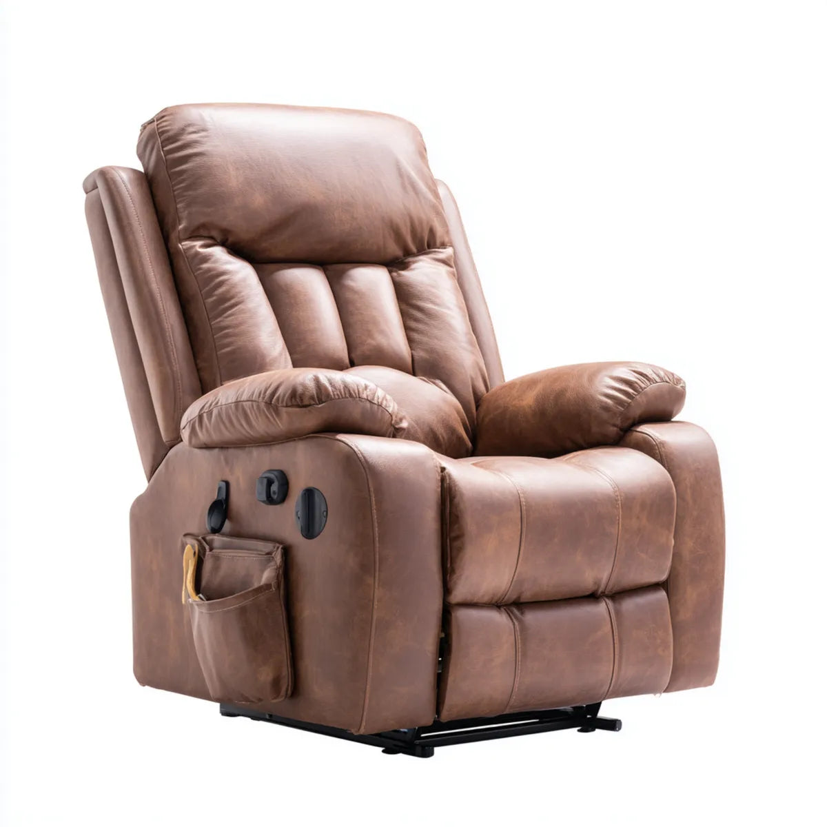 Fauteuil relax inclinable électrique marron en cuir synthétique PU 90 x 95 x 105 cm