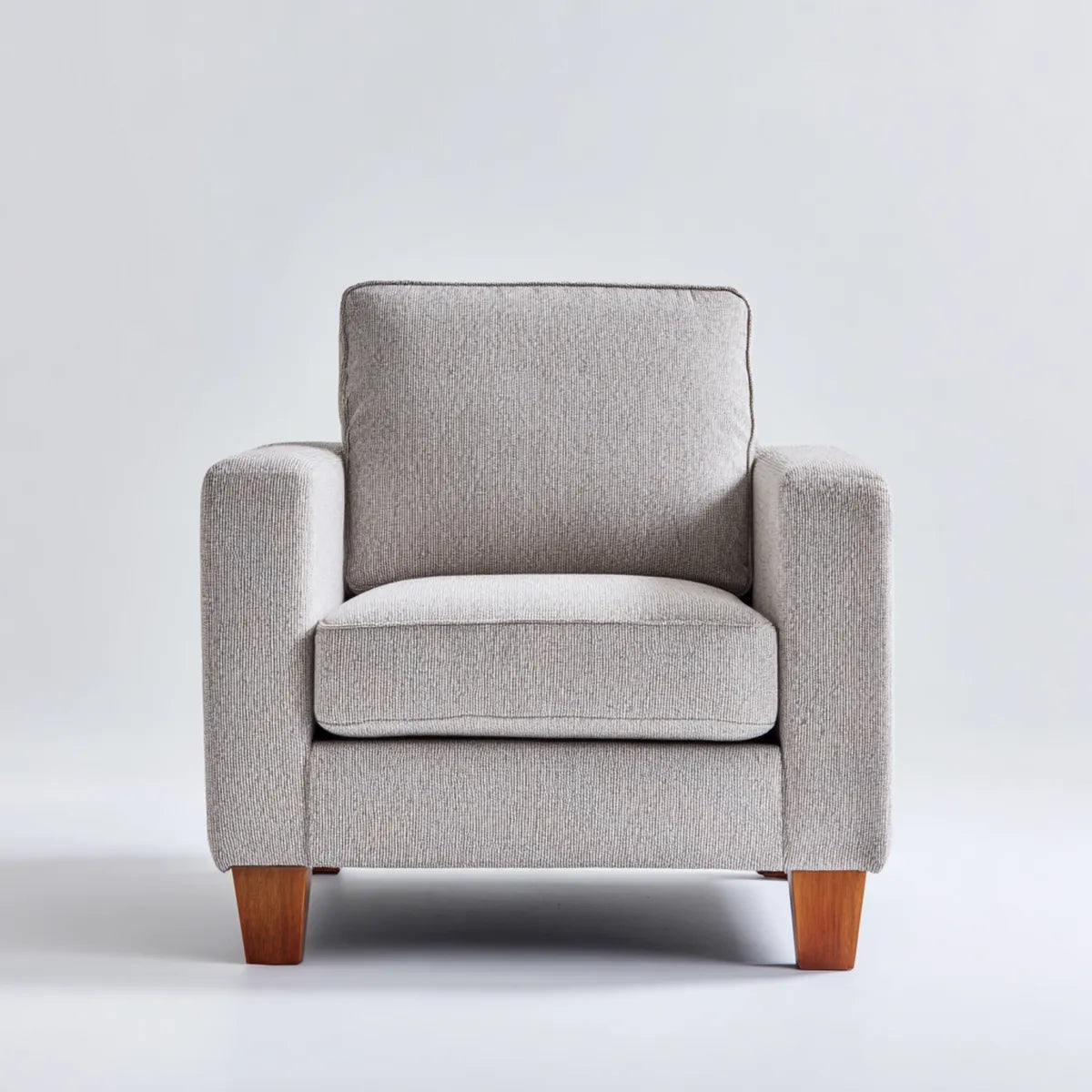 Fauteuil de salon gris en polyester avec pieds en bois massif 88 x 84 x 90 cm