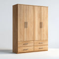 Armoire de chambre 4 portes 4 tiroirs chêne naturel 180 x 60 x 200 cm panneaux de particules rectangulaire