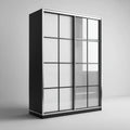 Armoire dressing à portes coulissantes noire et argentée 180 x 60 x 220 cm en panneaux de particules mélaminés verre et aluminium rectangulaire