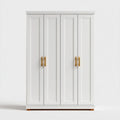 Armoire de chambre 4 portes battantes blanche 160 x 55 x 200 cm en panneaux de particules mélaminés rectangulaire