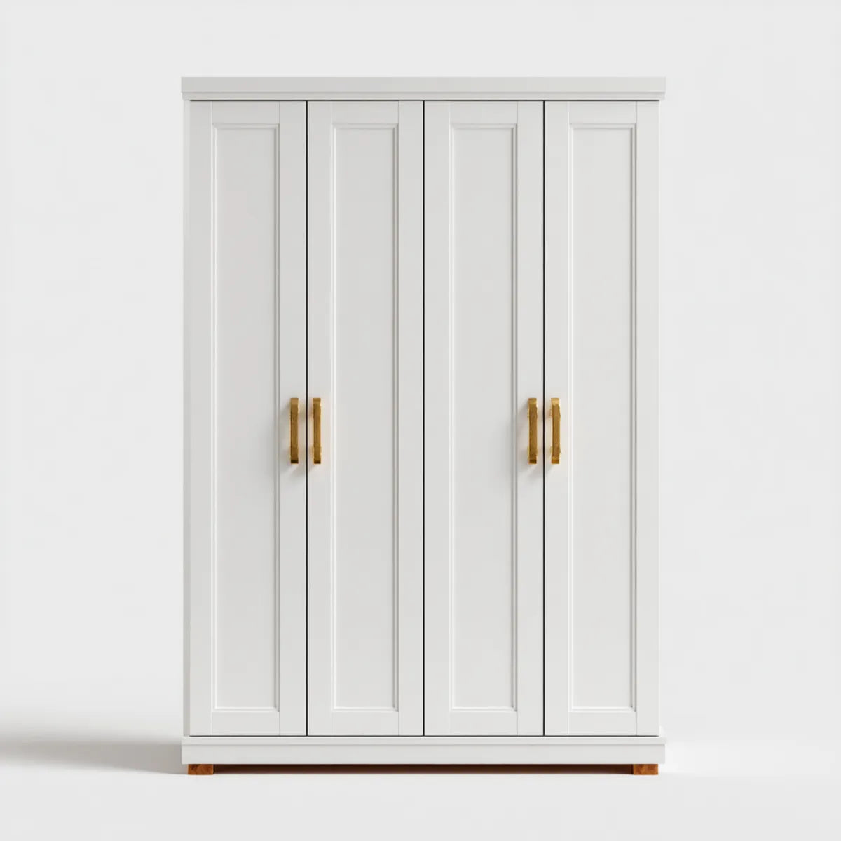Armoire de chambre 4 portes battantes blanche 160 x 55 x 200 cm en panneaux de particules mélaminés rectangulaire