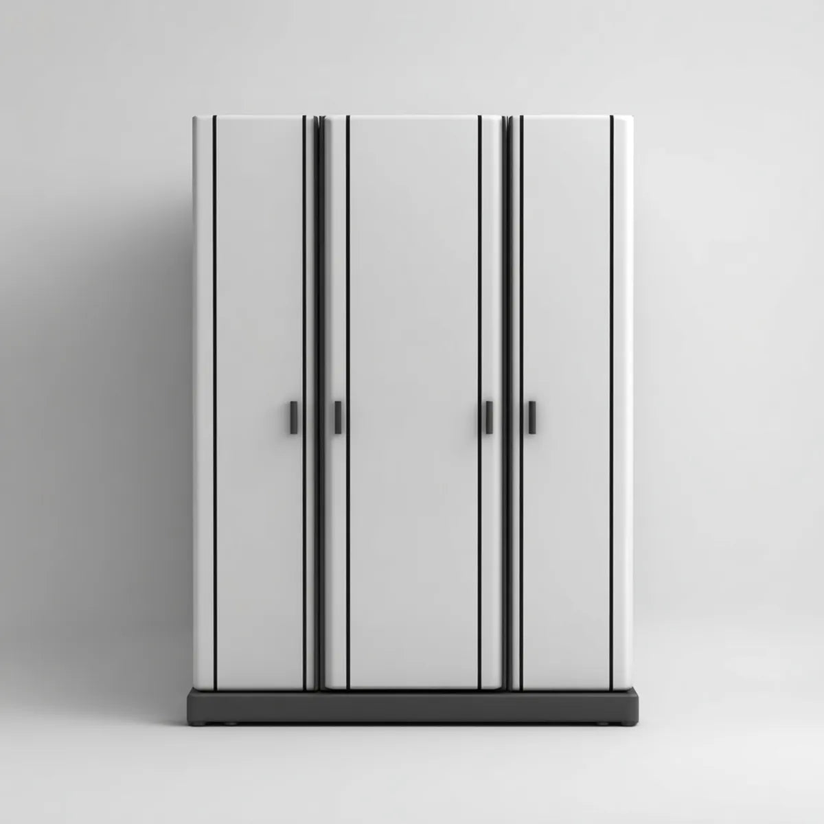 Armoire de chambre 4 portes blanche et noire en panneaux de particules 180 x 52 x 200 cm rectangulaire