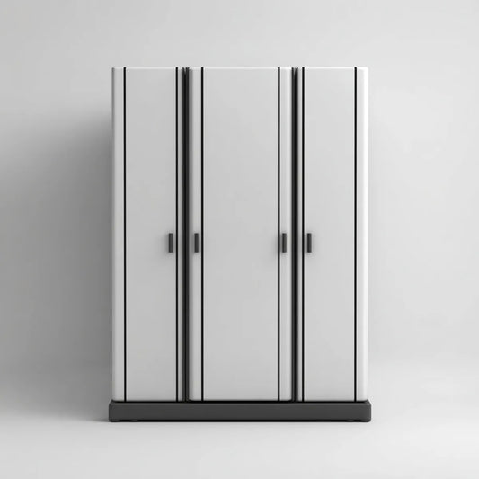 Armoire de chambre 4 portes blanche et noire en panneaux de particules 180 x 52 x 200 cm rectangulaire