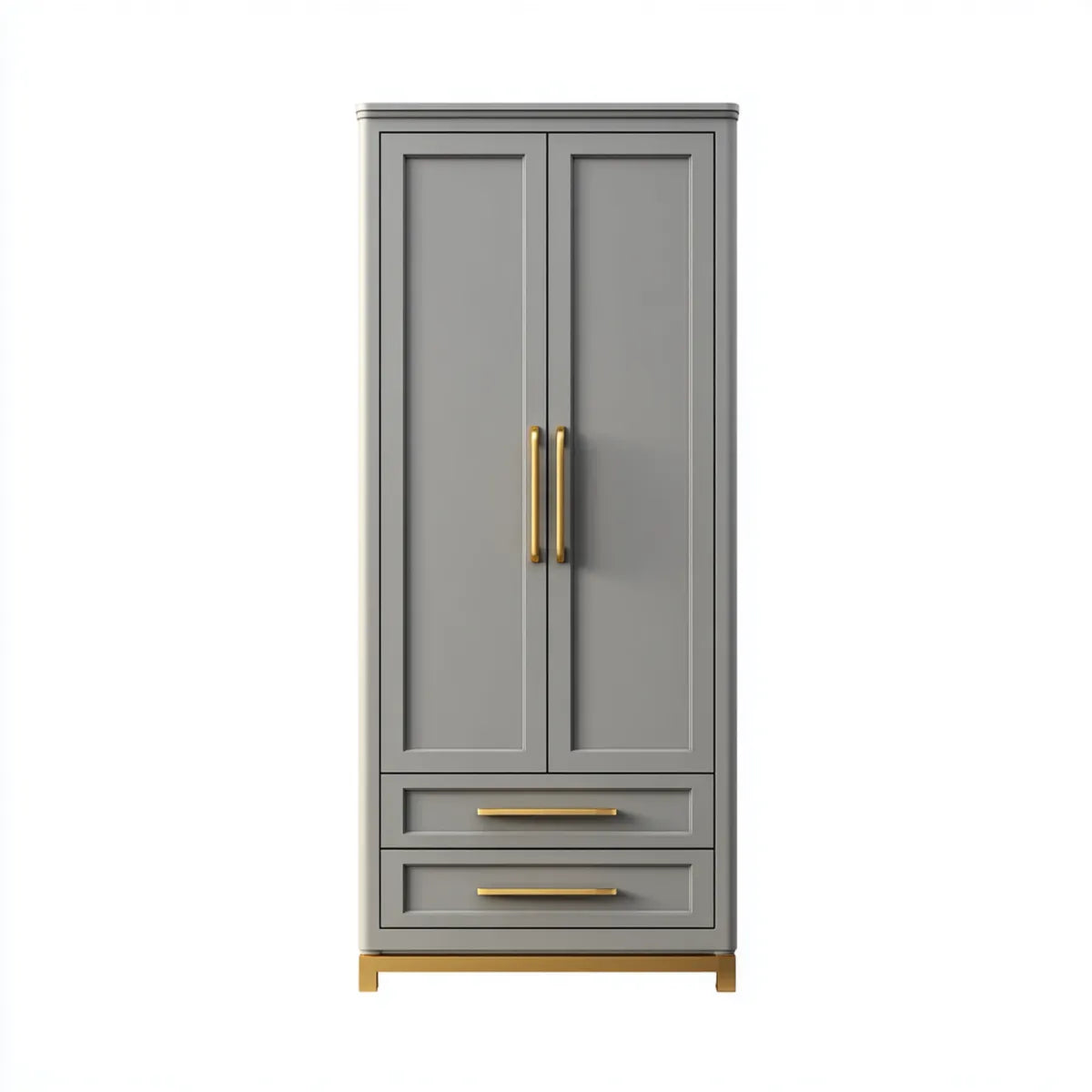 Armoire de chambre 2 portes 2 tiroirs gris 80 x 50 x 180 cm MDF rectangulaire