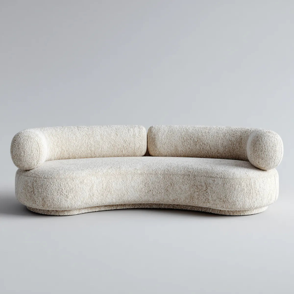 Canapé 2 places incurvé écru 200 x 95 x 75 cm polyester bouclette forme arrondie