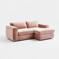 Canapé d’angle 3 places rose avec méridienne droite en velours polyester 220 x 150 x 85 cm