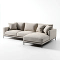 Canapé d’angle droit 4 places beige en polyester avec méridienne 280 x 170 x 85 cm