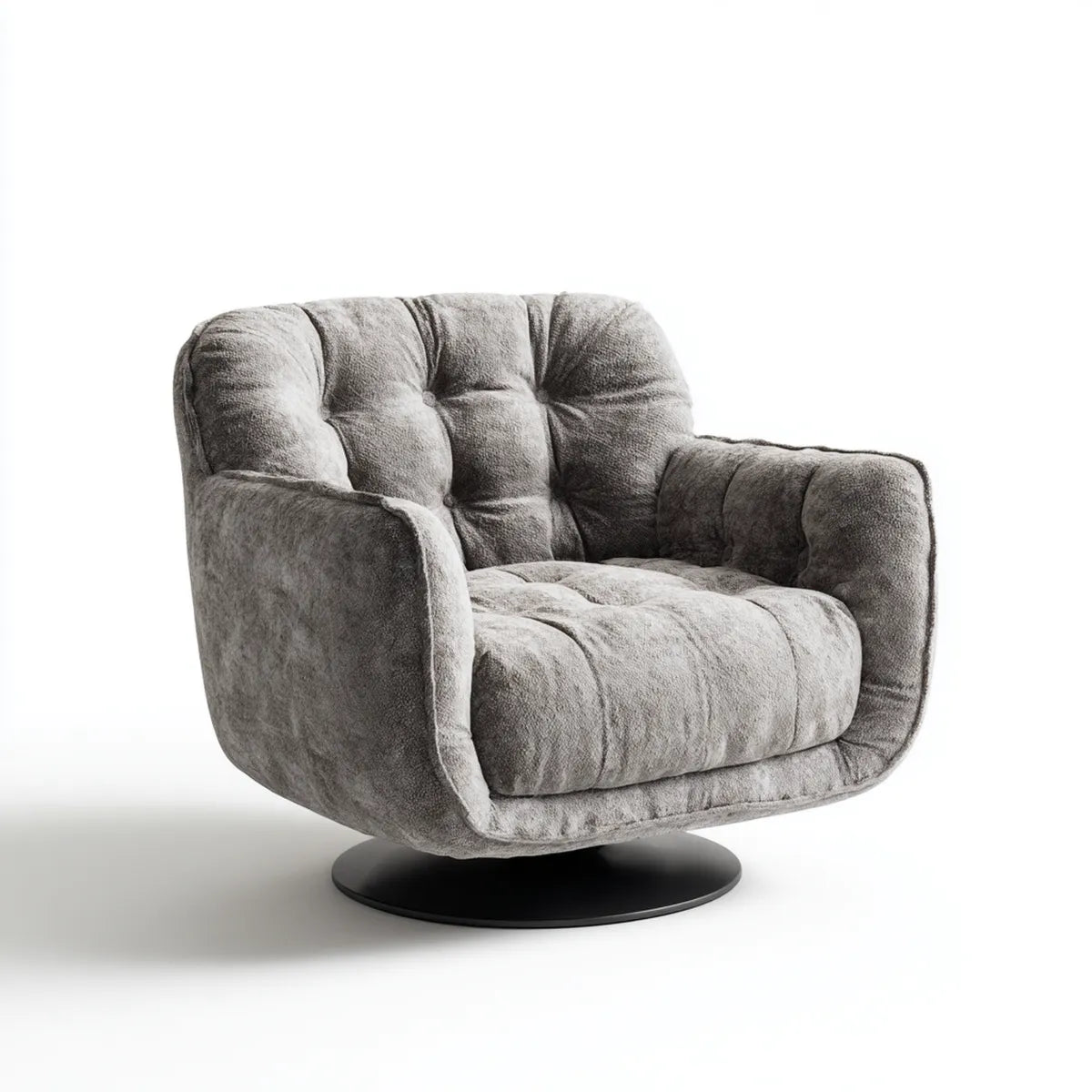 Fauteuil pivotant gris 100 x 90 x 85 cm en polyester forme arrondie