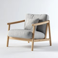 Fauteuil de salon gris avec accoudoirs en chêne massif 76 x 75 x 78 cm