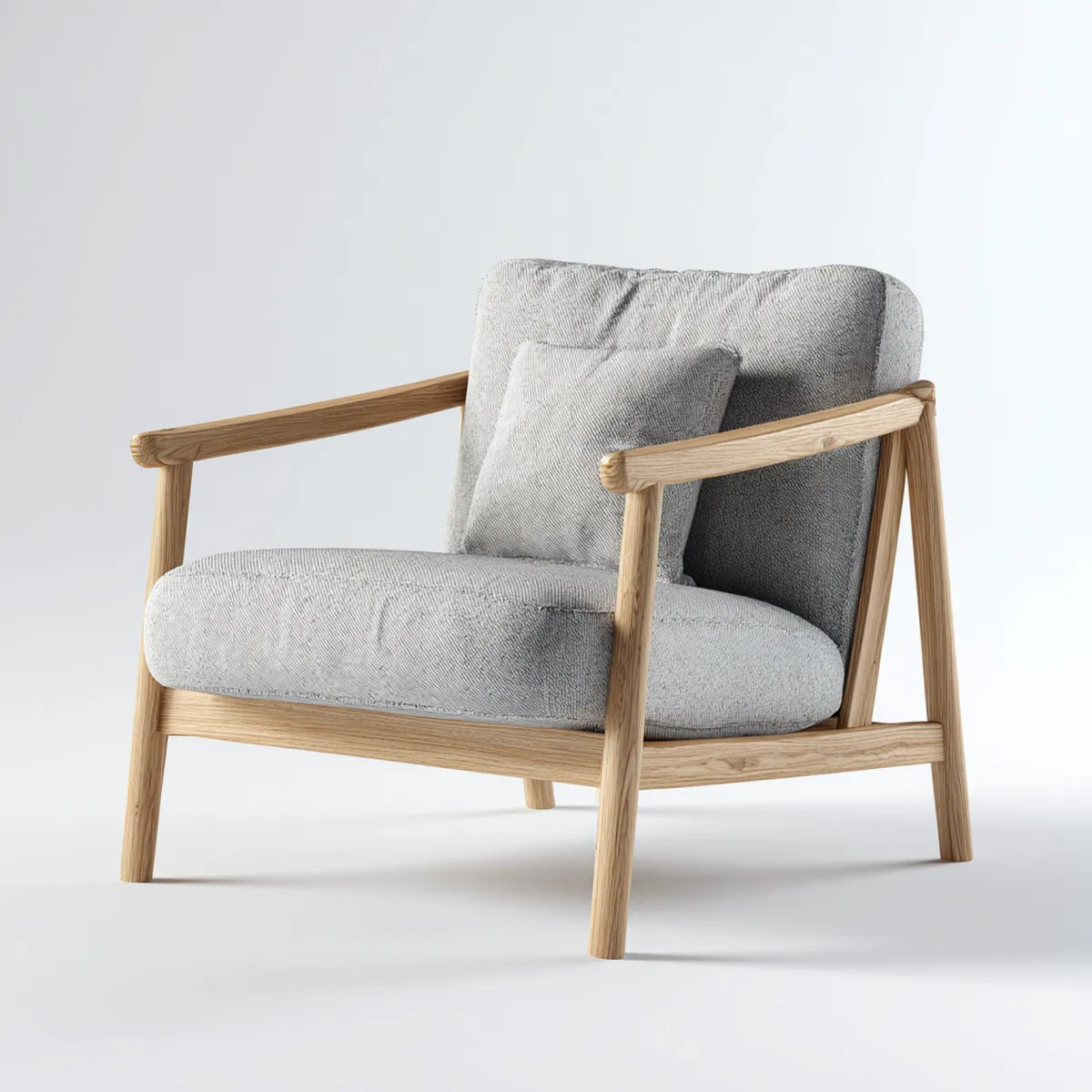 Fauteuil de salon gris avec accoudoirs en chêne massif 76 x 75 x 78 cm