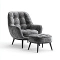 Fauteuil relax avec repose-pieds gris en velours côtelé polyester 75 x 85 x 96 cm